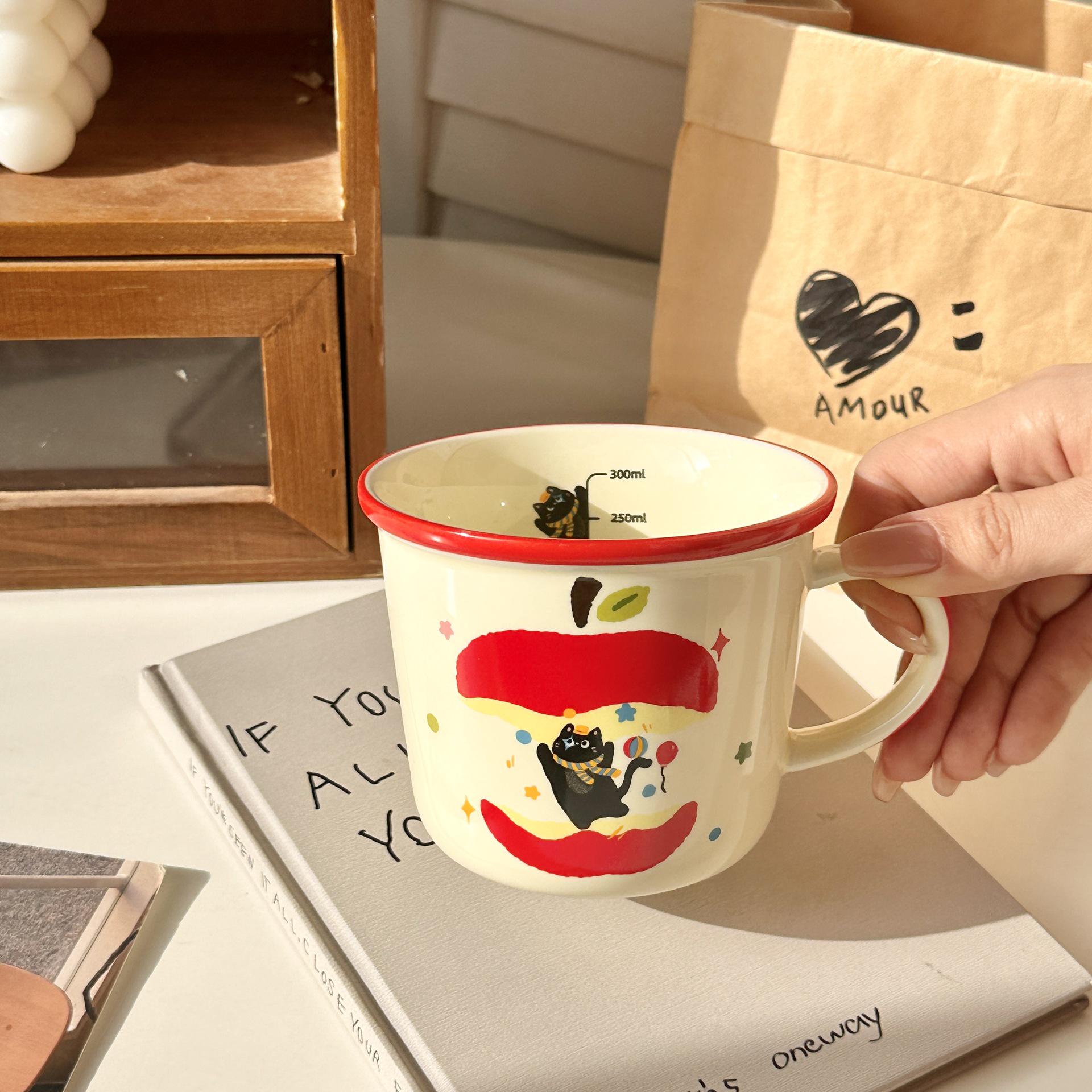 Charming Cartoon Ceramic Mug - Cute Couple Breakfast Cup for Home 301-400ml