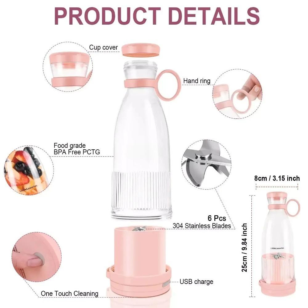Portable Juice Cup for Smoothie and Protein Shakes Mini Handheld Fruit Mixer Bottle for Travel Gym Home Office Sports Outdoors
