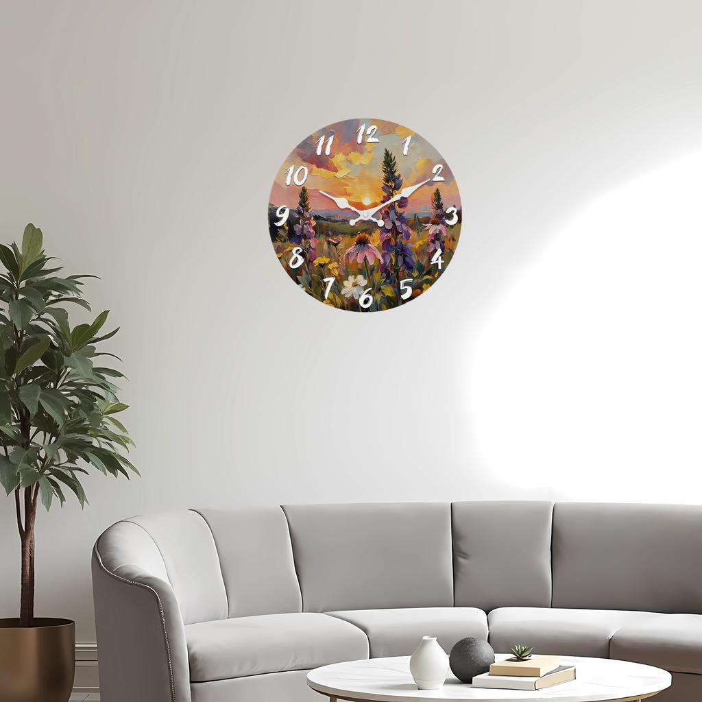High-Quality Pastoral High-Quality Floral High-Quality Wooden High-Quality Wall High-Quality Clock, 10-16Inch High-Quality Silent High-Quality Wall