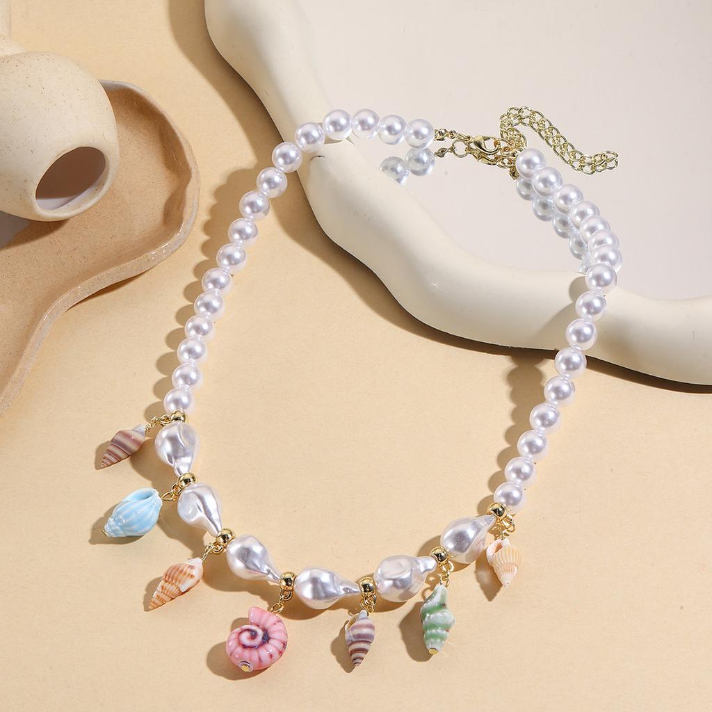 Beaded Temperament Light Luxury Three-Dimensional Irregular Necklace Imitation Conch Sea Fish Starfish Beads