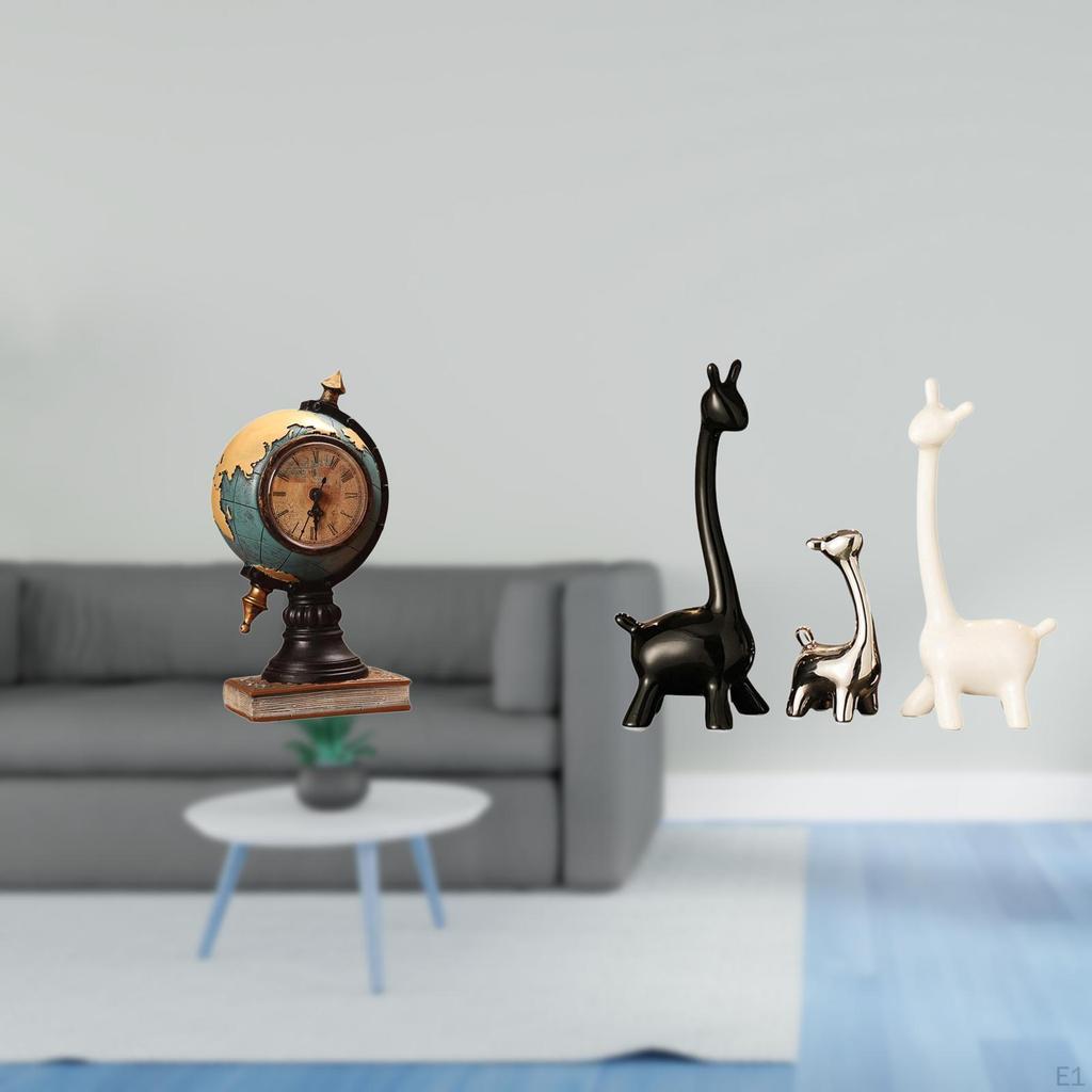 Giraffe Statue Table Clock Creative Desk Ornament for Office Bedroom Shelf Cabinet Centerpiece Art