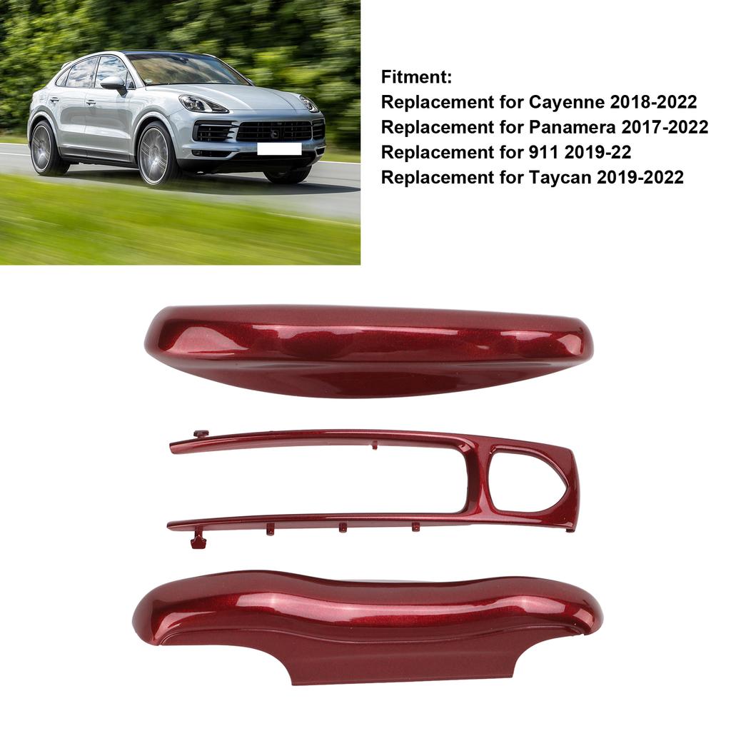 Car Remote Control Key Protective Cover 3 Parts Replacement for Cayenne Panamera 911 TaycanRed