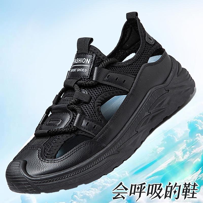 Summer New Mesh Hole Beach Shoes Men's Casual Outer Wear Hollow Breathable Casual Outdoor Sports Sandals