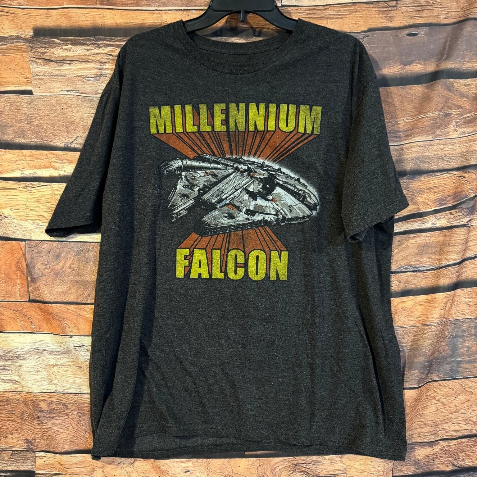 Star Wars Men s Millennium Falcon Dark Gray 2XL Cotton Blend Graphic Tee Unisex T-Shirt XXXXL