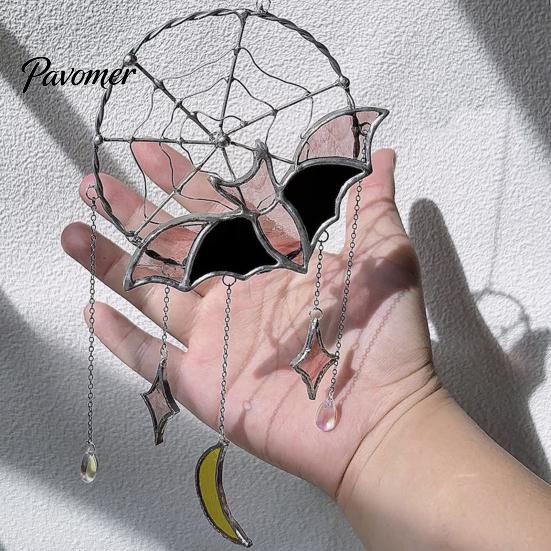 Creative Holiday Home Hanging Decor Halloween Pendant, Colorful Sun Catcher for Wall Window Decoration, Stained Glass Style Art Ornament And