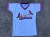 Vintage 80er St. Louis Cardinals Ringer-T-Shirt V-Ausschnitt Single-Stitch Größe XL