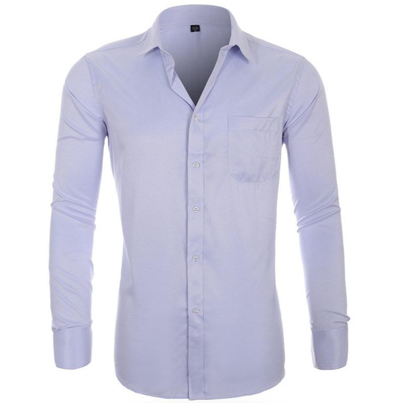 Men’s Plus Size Classic Long Sleeve Solid Dress Shirt