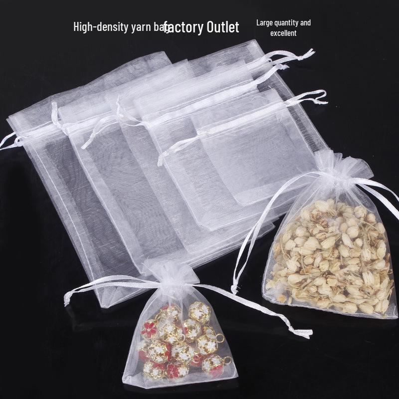 Plain Transparent Organza Drawstring Gift Bags for Jewelry Packaging