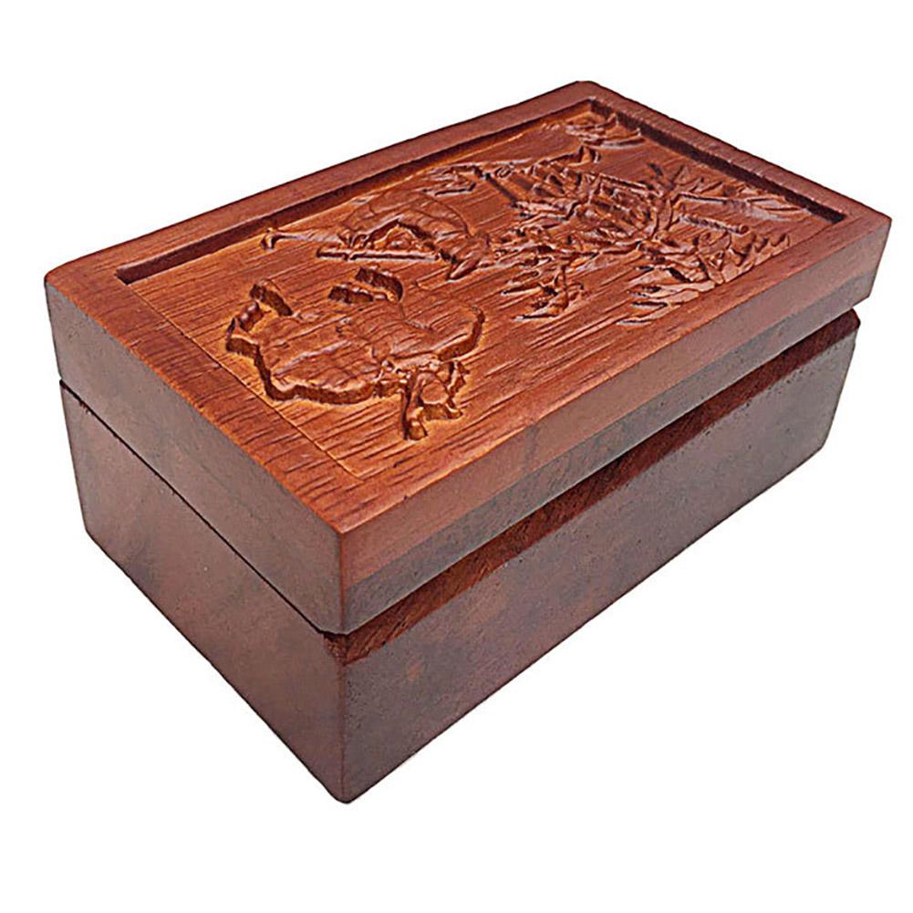 Boîte de rangement en bois Vintage, organisateur de bibelots de bijoux en relief avec boucle