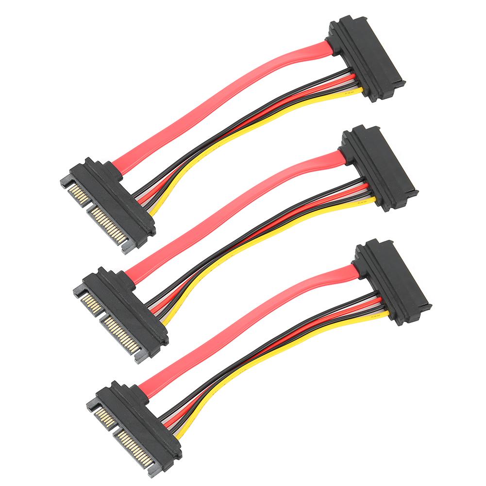 3PCS SATA 29P Female To SATA 22P Male Plastic Hard Disk Data Cable for Home Mobile Using