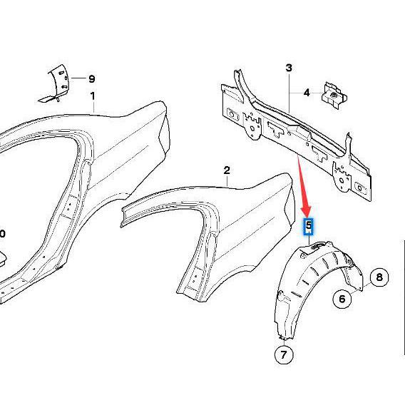 Rear Wheel Arch Liners for BMW 3 Series E90/E91 (51717059381, 51717059382)