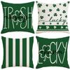 St. Patrick's Day Pillowcase Green Plant Stripe Print Home Decoration Living Room Sofa Pillowcase