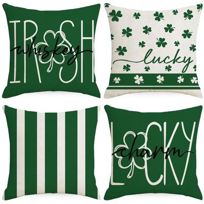 St. St. Patrick's Day Kissenbezug Grün Pflanzen Streifen Druck Heimdekoration Wohnzimmer Sofa Kissenbezug
