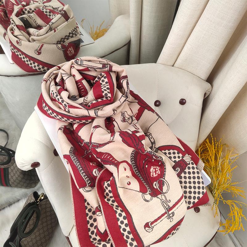 Winter Imitation Cashmere Scarf for Women New Style Light Luxury Fashion Double Sided Scarf Warm Plus Velvet Versatile Windproof Shawl