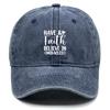 HAVE Faith" Print Adjustable Baseball Hat, Flat Cap Solid Color Casual Headwear Distressed Snapback Sun Hat
