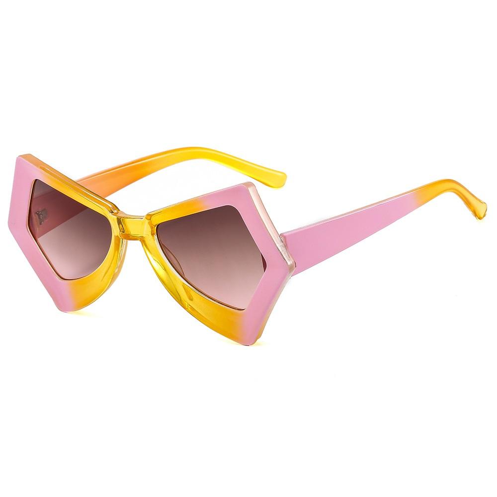 Fashionable Irregular Square Sunglasses Female Male Double Color Gradient Frame Punk Cat Eye Sun Eyewear Sun Eyewear Eyewear UV Protection 400