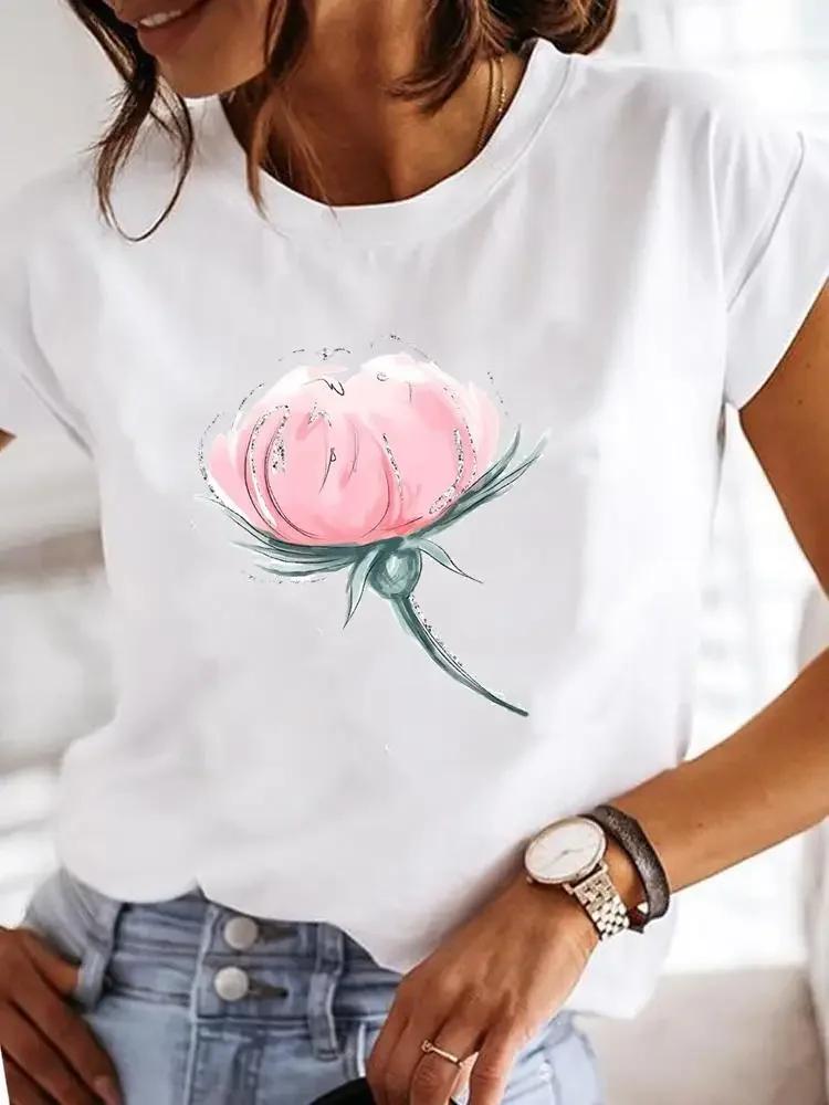 Casual Cotton Ladies Fashion Female Graphic Tee Short Sleeve Women Love Heart Trend Sweet Print Summer T Clothing T-shirts 2024