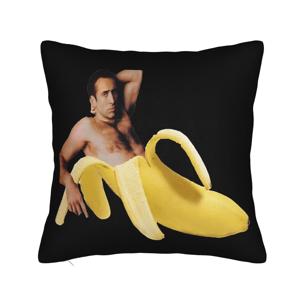 Kussensloop Grappig N-Nicolas C-Cage Banaan Zacht Kussenhoes Voor Woonkamerstoel Schattig Grappig Kussenslopen