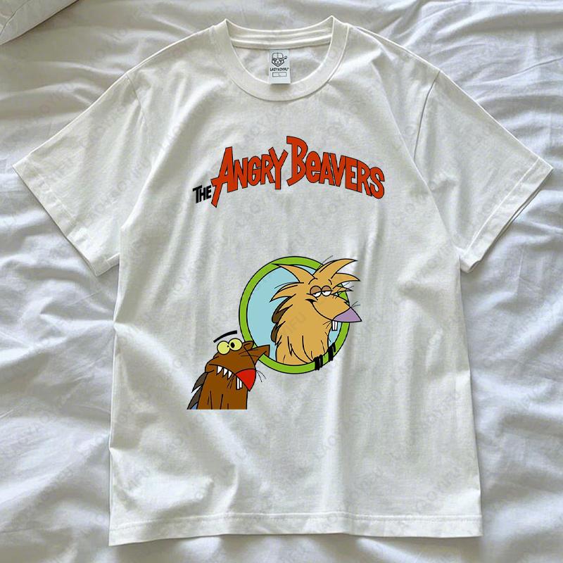 The Angry Beavers Shirt 90s Nostalgic Cartoon Tv Show T-Shirt Daggett and Norbert Graphic Tee Men Woman Cotton Short-sleeve Tops