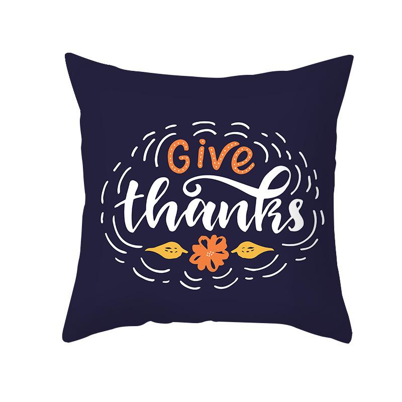 Thanksgiving Pillowcase Wish New Product Cartoon Pumpkin Turkey Peach Skin Printed Pillowcase Sofa Cushion