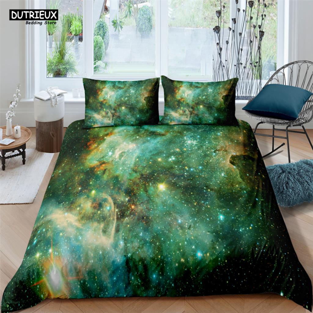 Cosmic Milky Way Print Polyester Bedding Sets Child Kids Covers Boys Bed Linen Set For Teens King Size Bedding Set