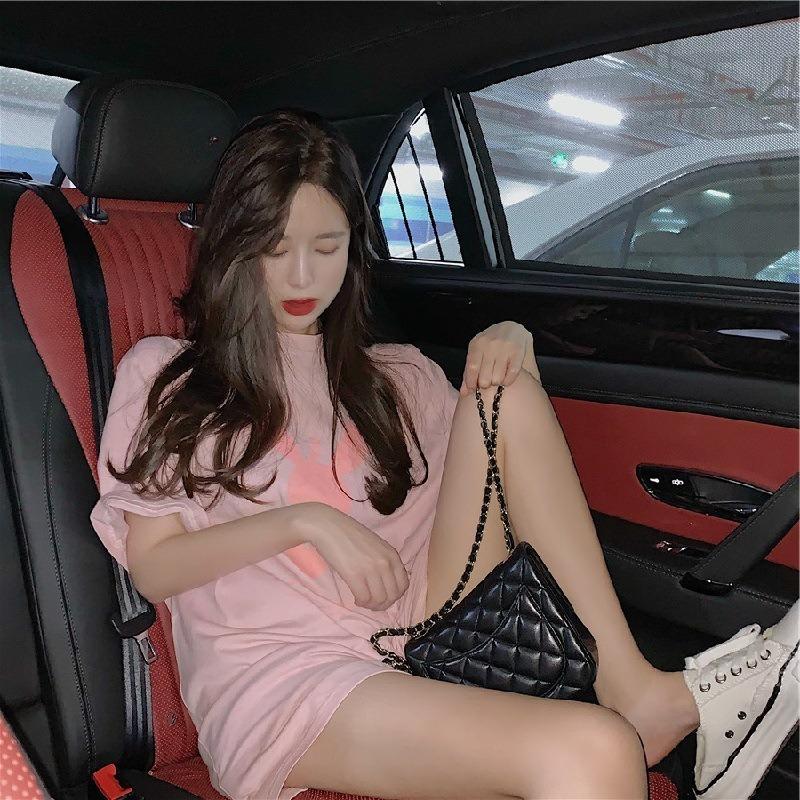 Summer Mid-length Loose Bottoming Shirt Women's Cartoon Ins Round Neck Large Size Short-sleeved T-shirt Women's Blouse Women's Clothing