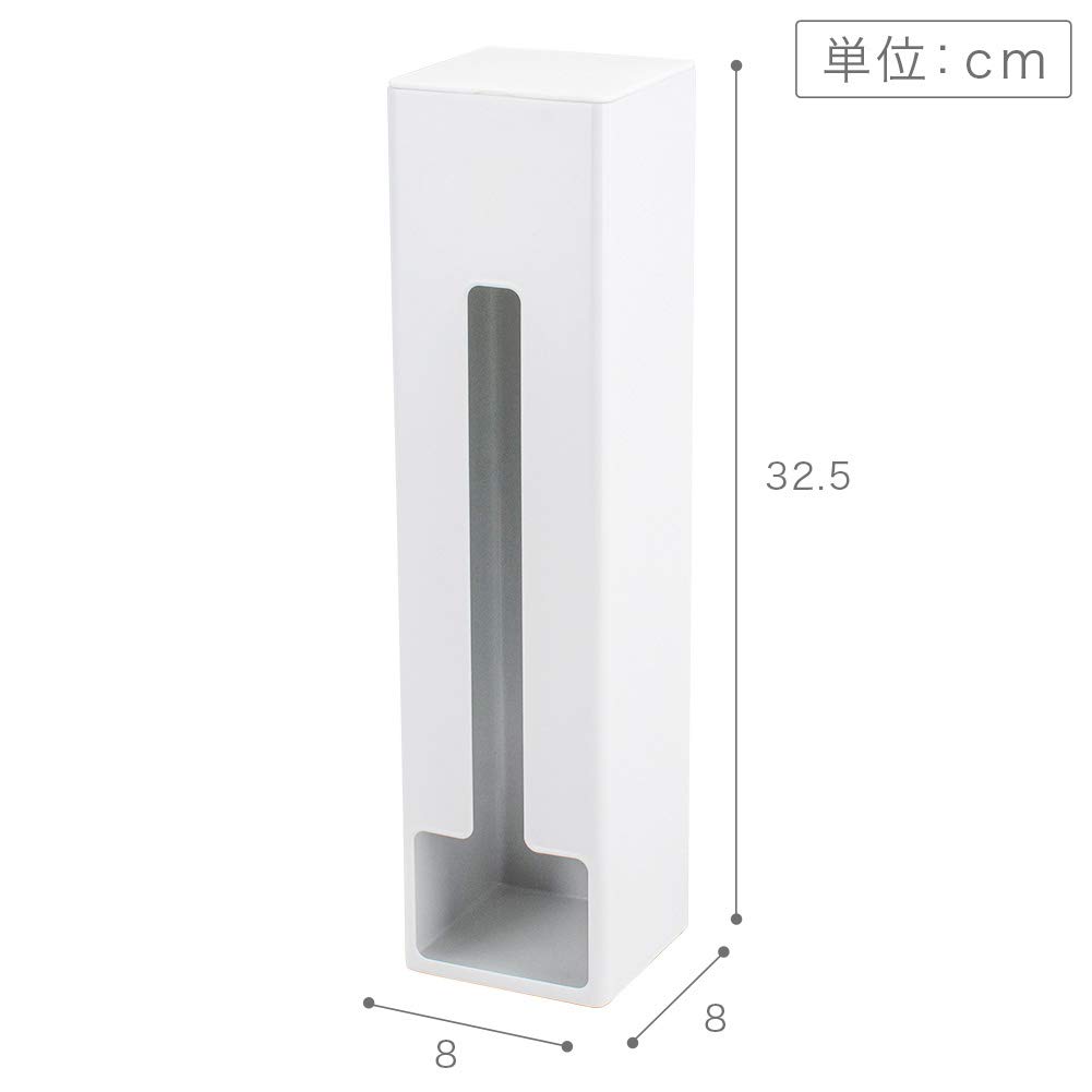 Yamazaki Magnetic Freestanding Plastic Bag Storage Tower, White, Approx. W8 x D8 x H32.5cm (Tower 7839)