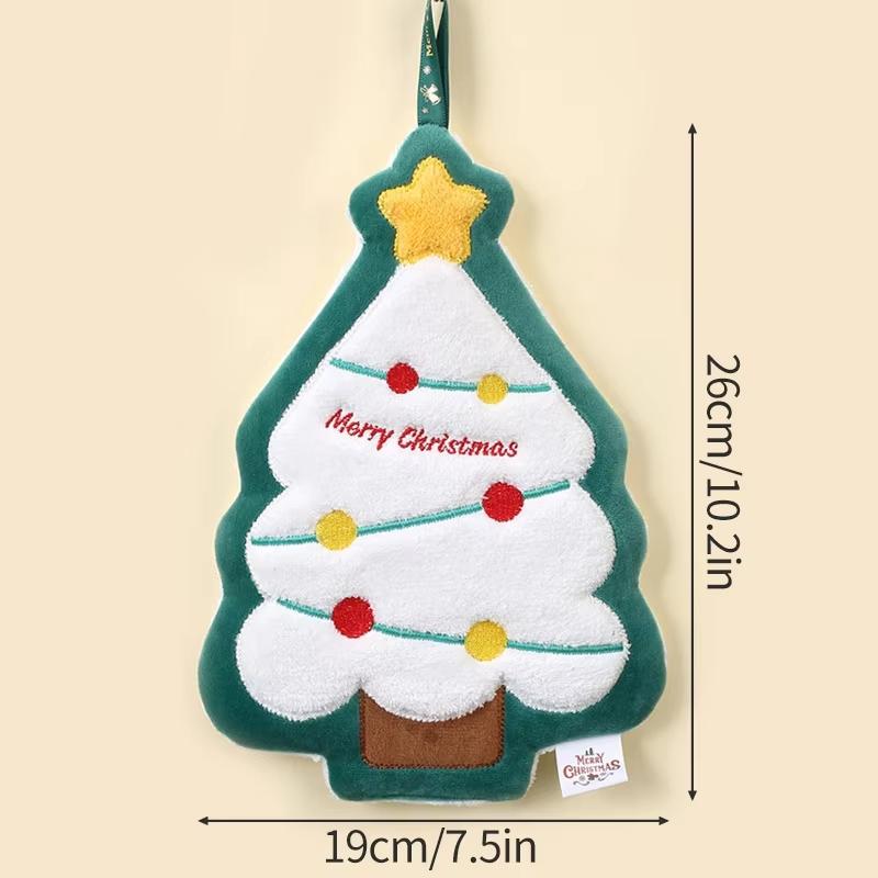 Cute Christmas Cleaning Towel Coral Velvet Hand Towel Snowman Bathroom Hanging Absorbent Dishcloth Soft Cleaning Cloth Rag