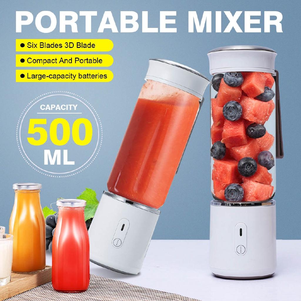 500ml 6 Blades Multifunctional Mixer Smoothie Maker Extractor USB Rechargeable for Home Travel Mini Portable Juicer