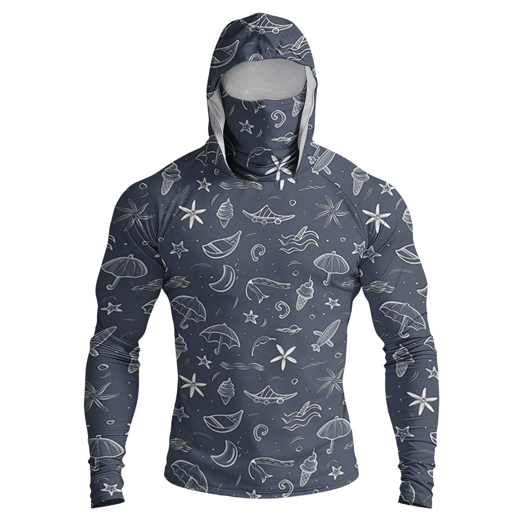 Men's Casual Drop-Shoulder Hooded Long-Sleeve Shirt