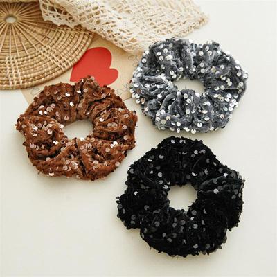 Winter 2023 Sequin Velvet Scrunchie: Women's Simple Elastic Hair Tie