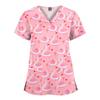 Quick-Drying Printed T-Shirt Short-Sleeved V-Neck Dental Oral Hand Wash Clothes Beauty Salon Pet Hospital Doctor Nurse Overalls