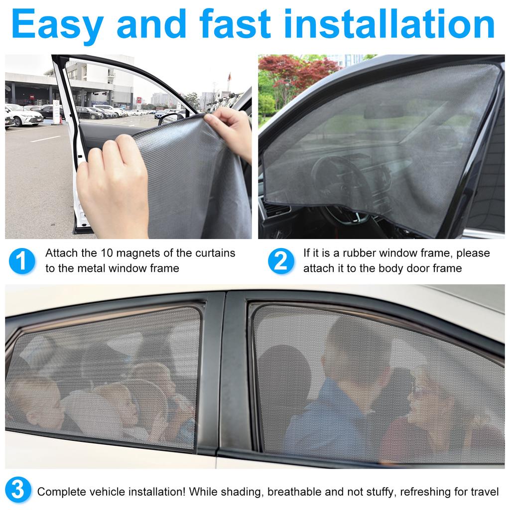 2Pcs Magnetic Car Window Sunshade Cover UV Protection Car Side Front Rear Window Mesh Curtain Protector Cover Auto Accessories