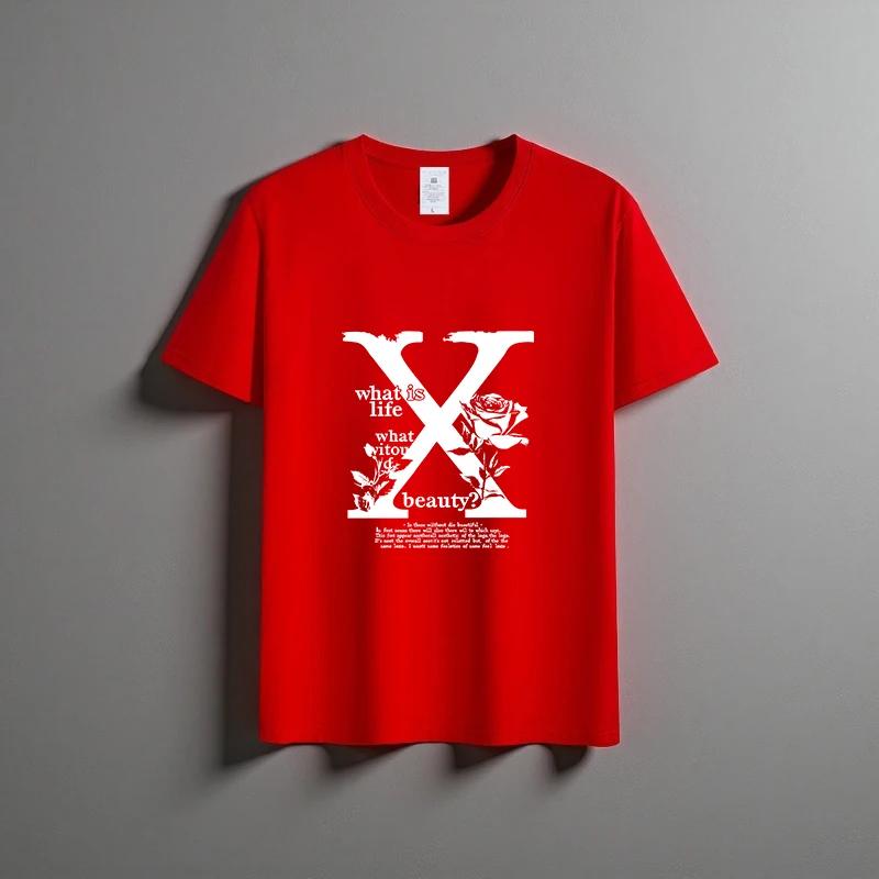 Sommer neues Unisex vielseitiges reines Baumwoll-T-Shirt modisches lässiges Rundhals-Oberteil atmungsaktive lockere Passform Print Kurzarmhemd