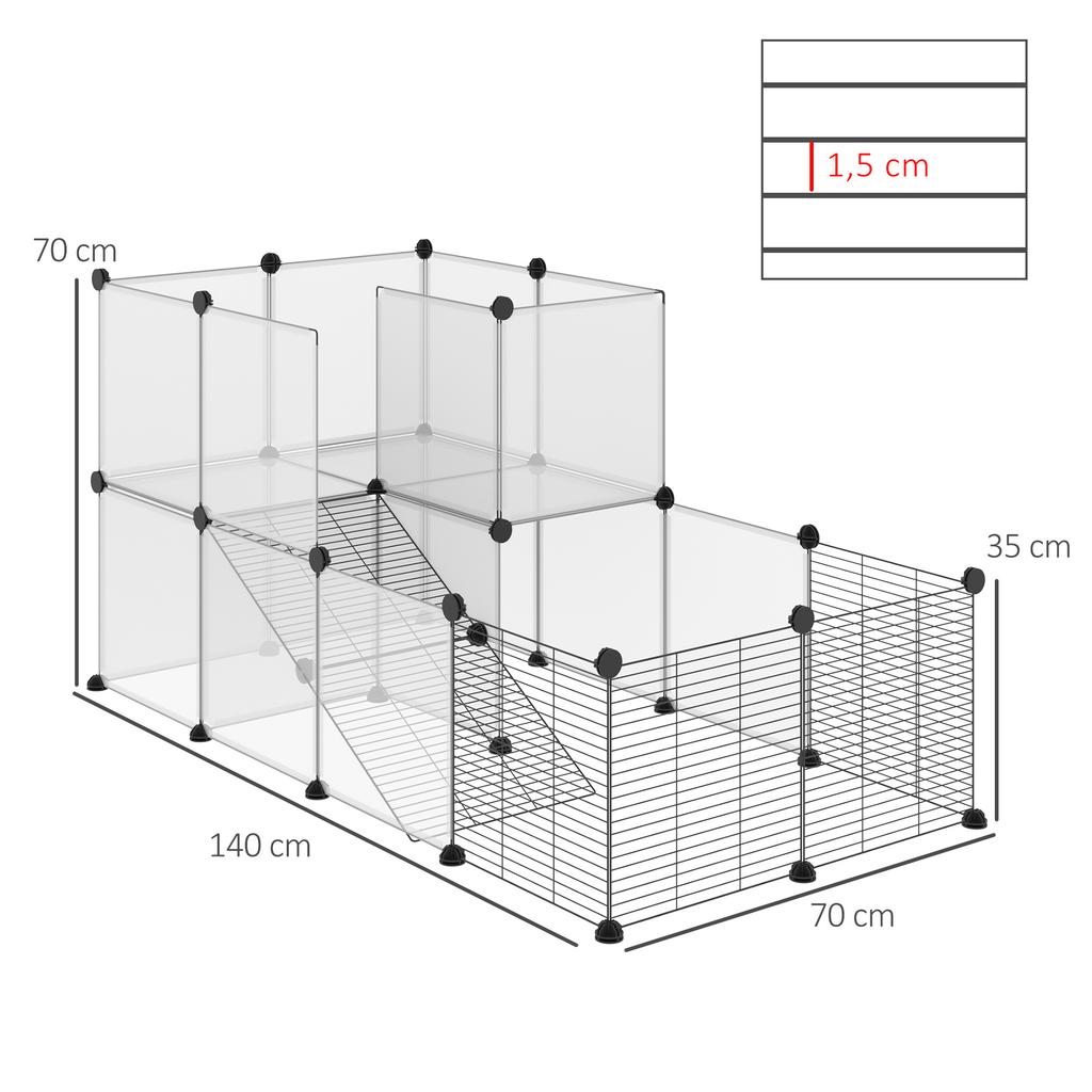 Enclosure for Small Animals DIY Design Modular Cage for Guinea Pigs Rabbits Chinchillas Small Pets 27 Panels Black