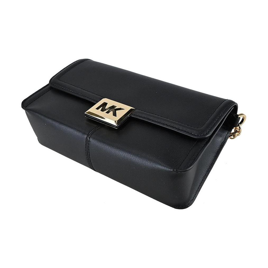 Michael Kors MK Sonia Chain Solid Color Large Logo Flap Leather Shoulder Crossbody Bag Medium Women Bags Black 35F1G6SL3L-001