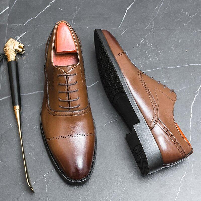 Men Retro Dress Shoes Black Brown European  American Style Business Office Fashion Derby Shoes Wedding Banquet Shoes Size 38-46