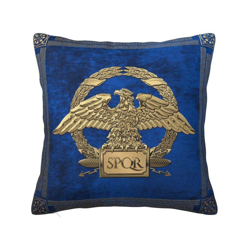 Custom Nordic Gold Roman Imperial Eagle Cushion Cover For Sofa Soft Spqr Medallion Edition Over Black Leather Pillow Case
