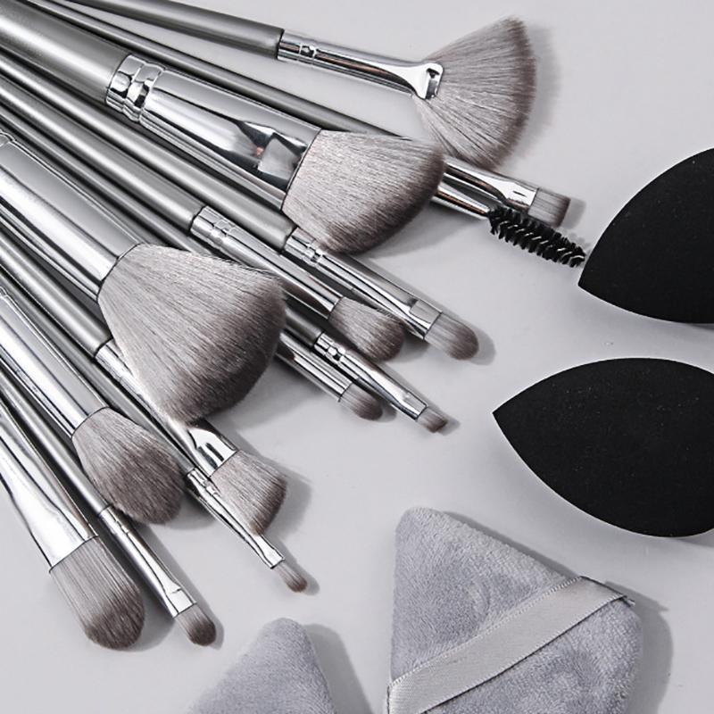 

Набор из 14 кистей для макияжа Портативный Мягкий Инструмент для макияжа 2 шт. Влажный Влажный Двойного использования Яйцо для макияжа и 2 шт. Треугольный Спонж Пуховка для макияжа