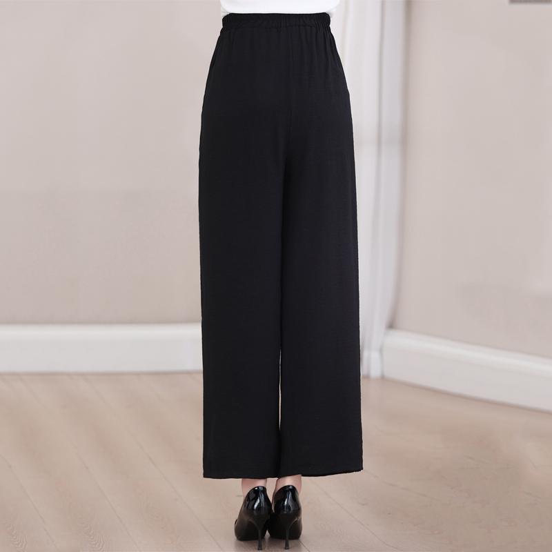 Summer Wide Leg Pants Women Clothes Casual Elastic Waist Plus Size High Waist Black Pants