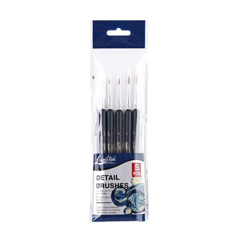 

5pcs Nylon Hair Hook Line Pen Triangular Pole Extremely Fine Stroke Manicure Hand-painted Watercolor Acrylic Oil Painting Brush