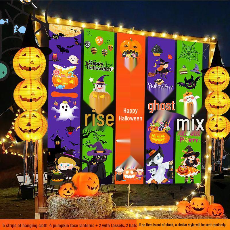 Halloween Förskola Bar Utomhusdekor: Hängande pumlykta & Fotorekvisita-prydnader