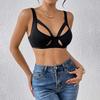 Sexy Black Sports Bra with Hollow Design - European & American Style