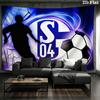 FC Schalke 04 Wandteppich, Fußballspieler-Silhouette Tornetz-Druck Wandbehang für Fußballfan Schlafzimmerdekoration