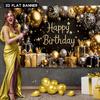 2D Luxury Black Gold Birthday Banner for Night & Adult Themed Parties