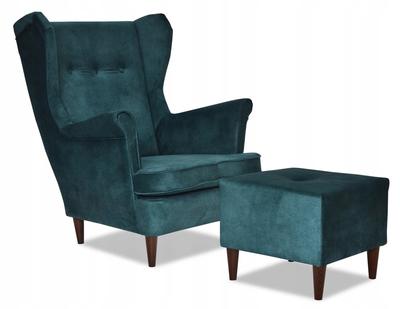 Diana Wing Chair with Footrest Scandinavian Dark Turquoise