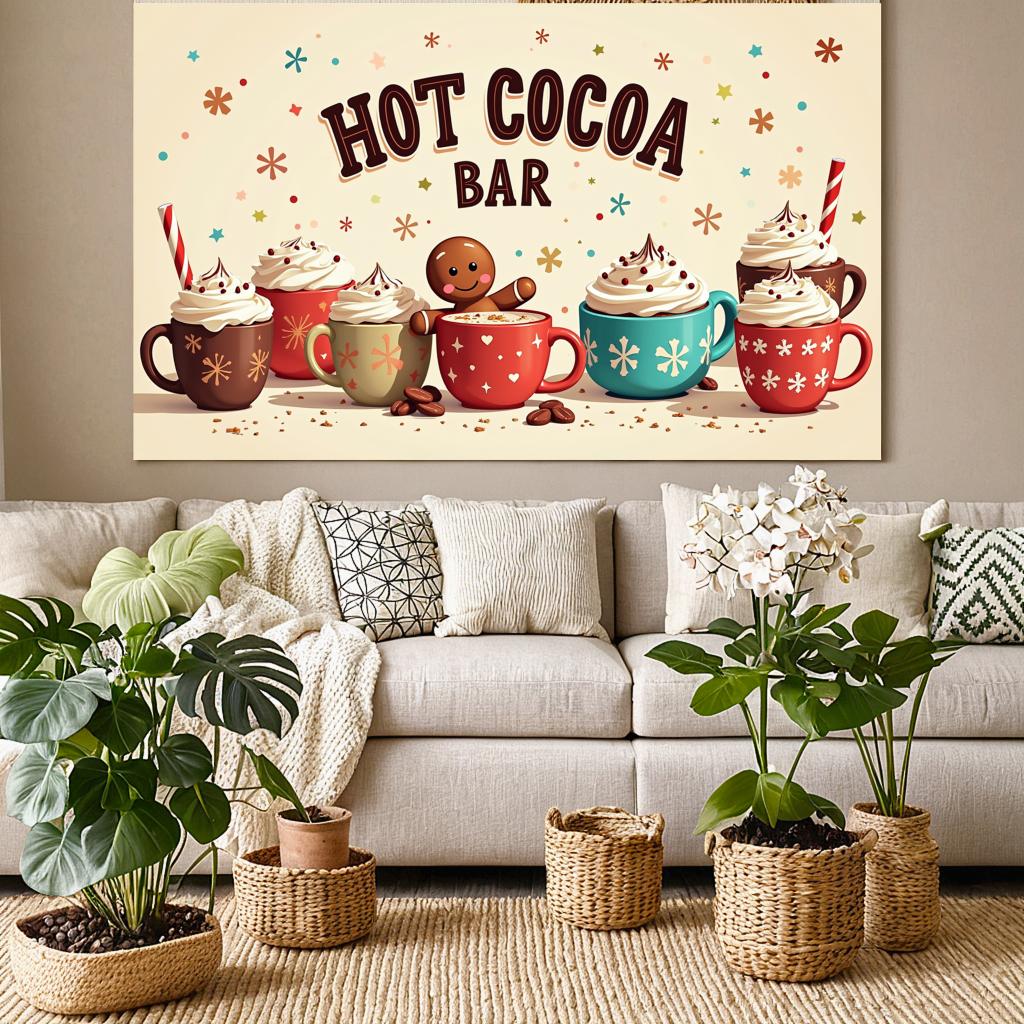 Mug Display Sign Banner Backdrop For Social Christmas Gathering