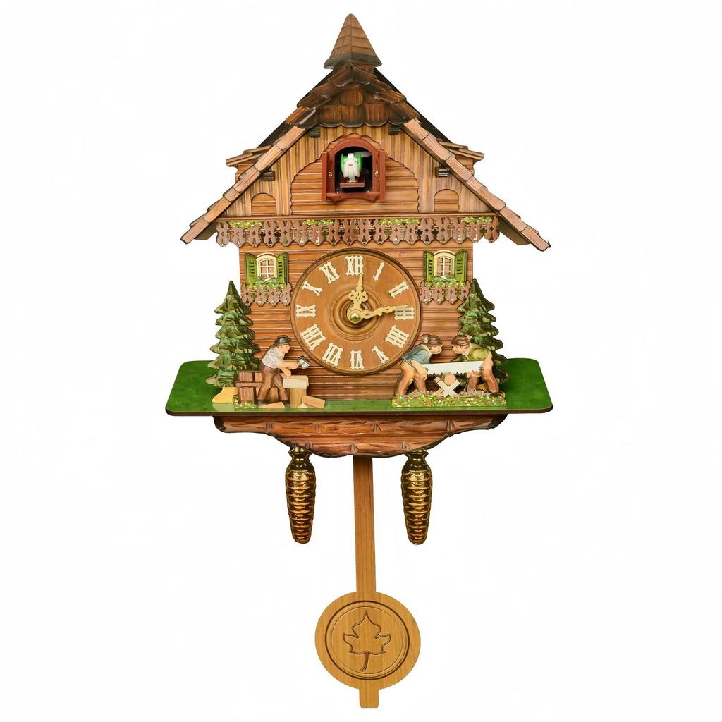 Cuckoo Wall Clock Wooden Retro Pop Out Bird Chime Hourly For Living Room Home Decor Cozy Vintage Centerpiece Gift For Family