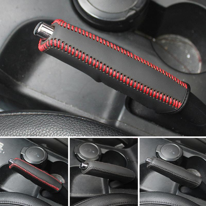 PU Leather Car Gears Handbrake Cover Shift Lever Cover Collars Handbrake Cover Hand Brake Cover Anti-Skid Auto Parking Brake