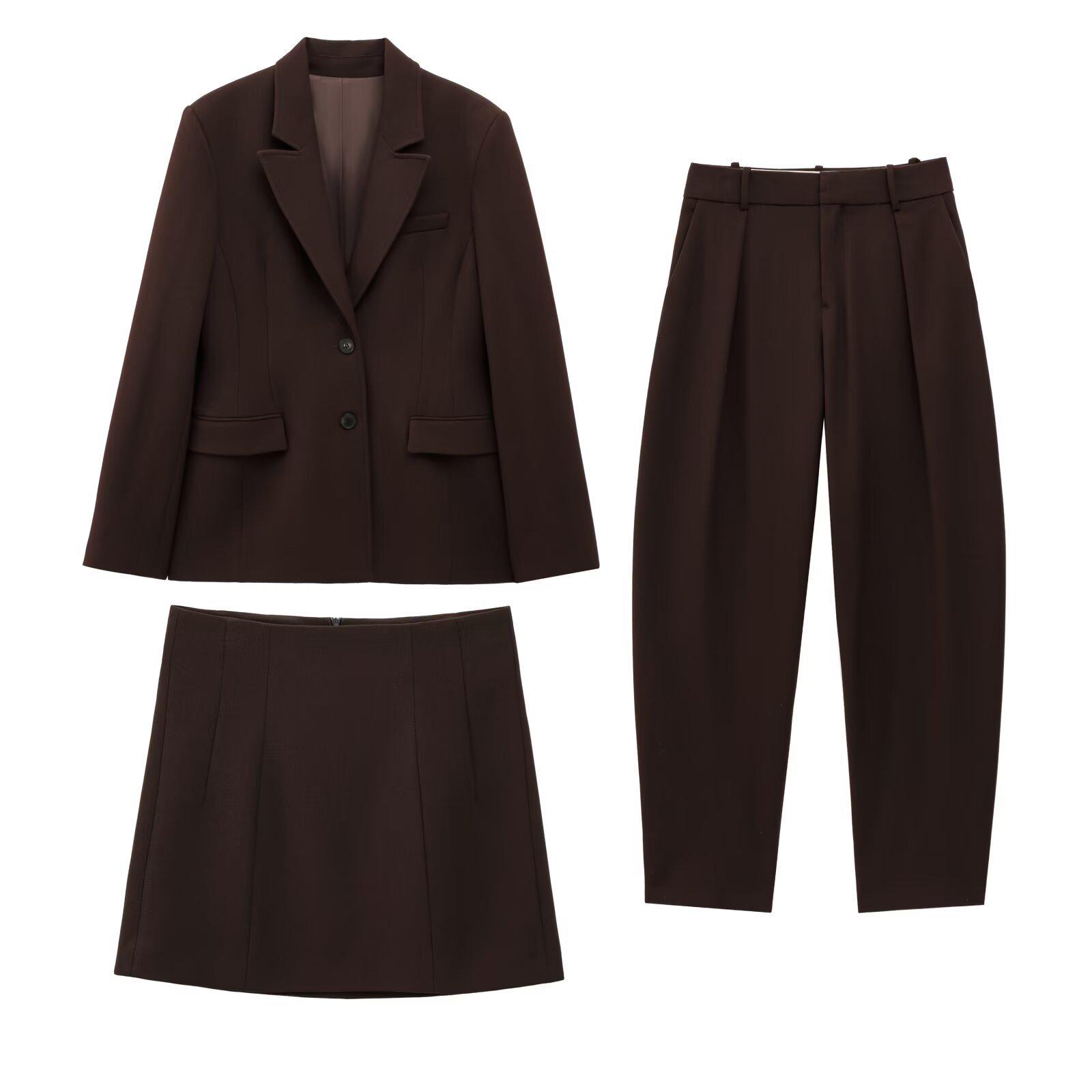 

2025 Spring Women s Fashion Suit: Jacket, Mini Skirt & Pants Set Medium